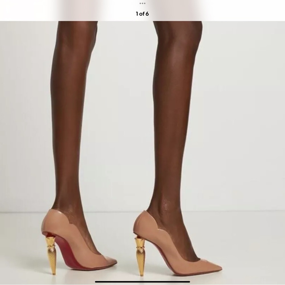 Christian Louboutin Nude Heels with Gold Accents EUR SIZE 40